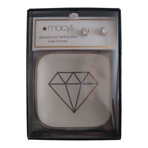 NIB Macy's 14kt Gold Over Sterling Silver‎ Cubic Zirconia Earrings